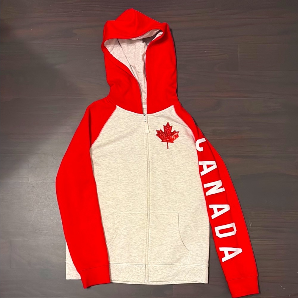 Canada OshKosh B'gosh Red and White Kids Zip-Up Hoodie